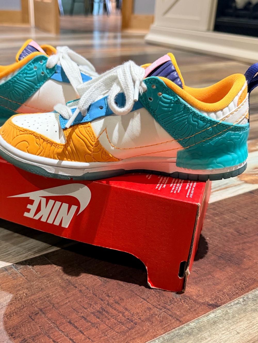 Nike women’s  Low-Top Sneakers - White/Teal/Orange/Yellow/Purple